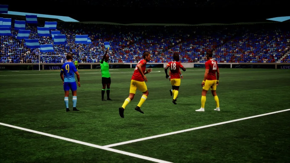 Unparteiisch in-game capture: A clear signal: the referee shows how play restarts.